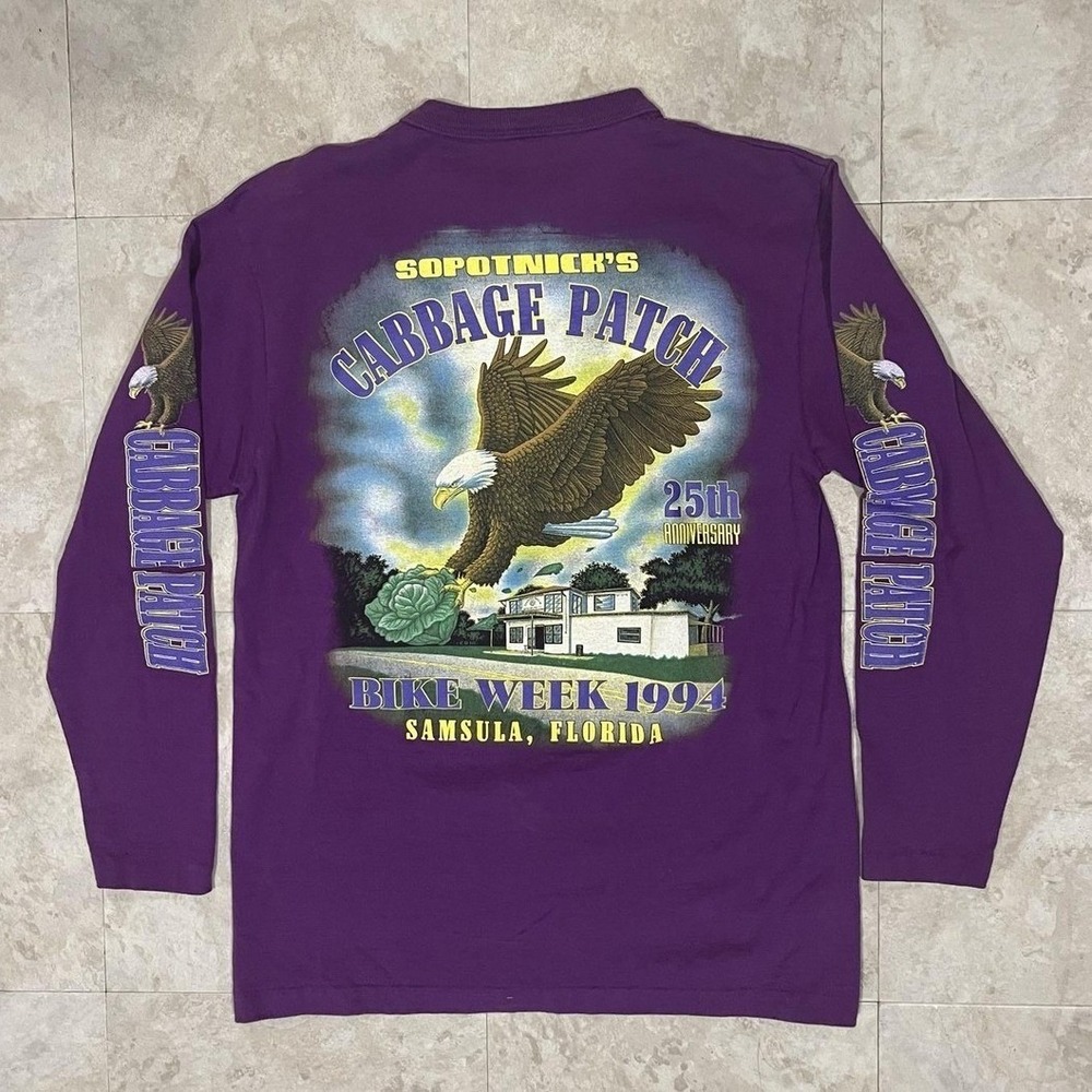 Vintage Sopotnick's Cabbage Patch Shirt Womens Medium Purple Bike Week 1994
